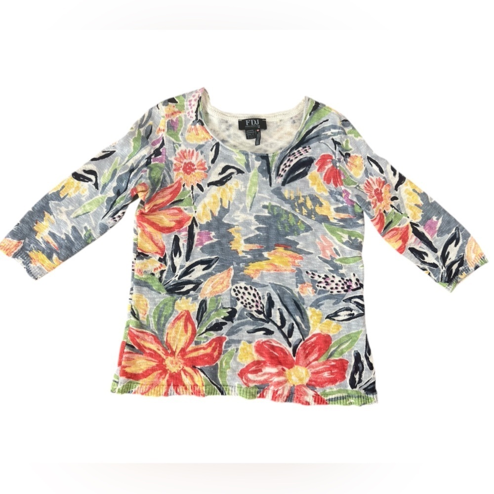 FDJ Multicolor Lightweight 3/4 Sleeve 
Sweater Sz S